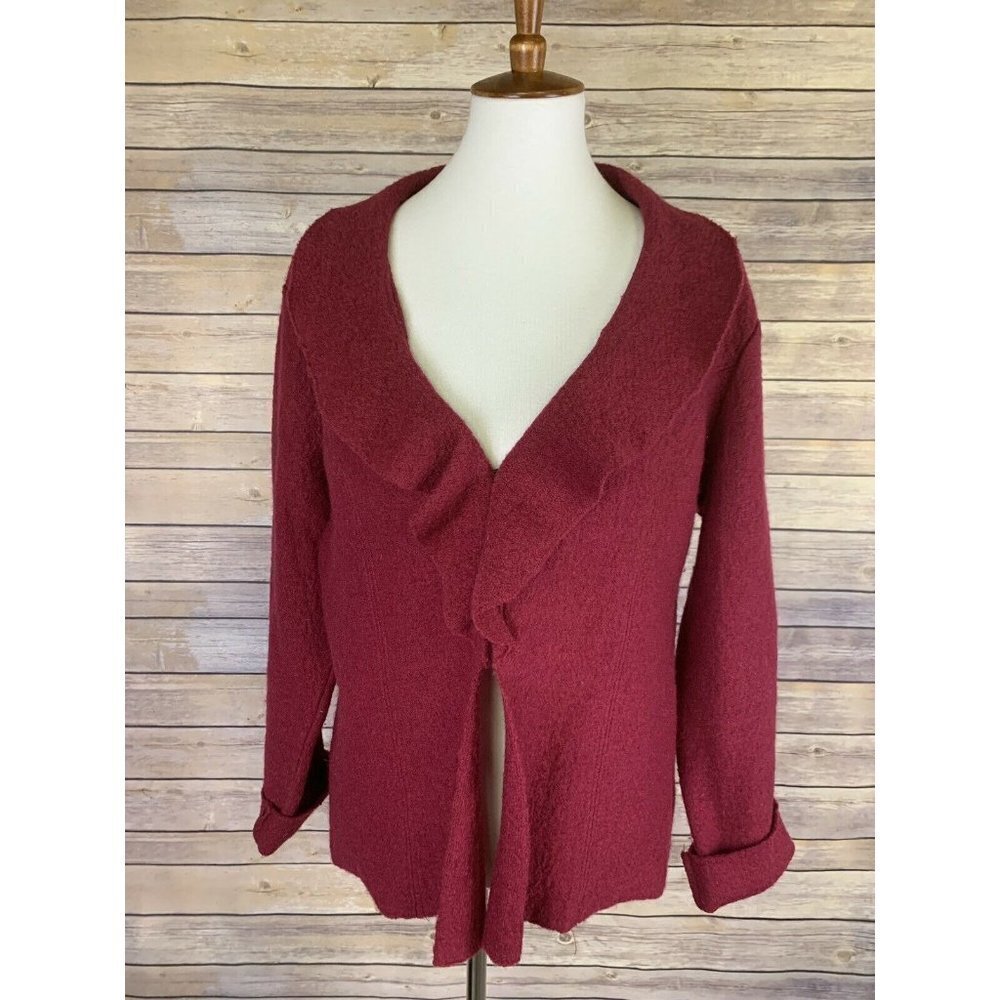 Monterey Bay Womens Large 100% Wool Ruffled Coat
